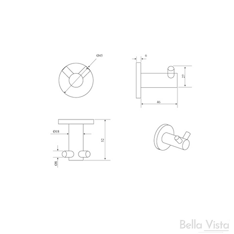 BELLA VISTA Mica Double Robe Hook