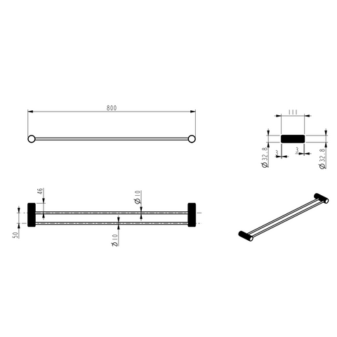 BELLA VISTA Mica Fluted Double Towel Rail