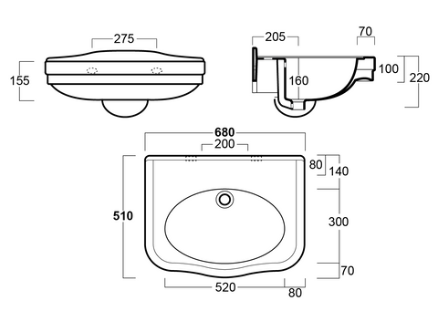 TURNER HASTINGS Claremont Wall Hung Fireclay Basin