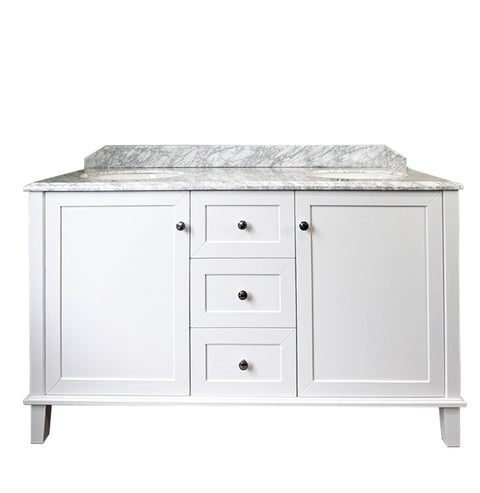 TURNER HASTINGS Coventry 150 x 55 Double Bowl White Vanity with Marble Top & Under Counter Basin