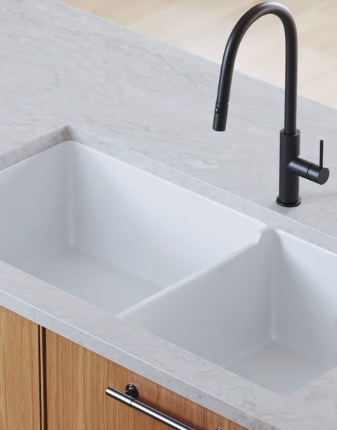 NEW TURNER HASTINGS Cuisine 93 x 48 One and a Half Bowl Inset / Undermount Fine Fireclay Sink