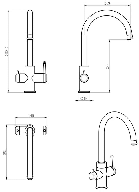 BELLA VISTA Mica Heritage 3-Way Filter Sink Mixer