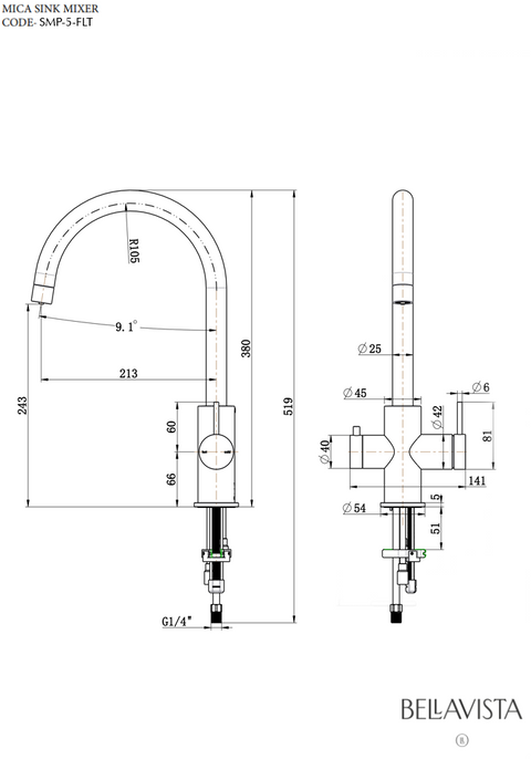 BELLA VISTA Mica 3-Way Filter Sink Mixer
