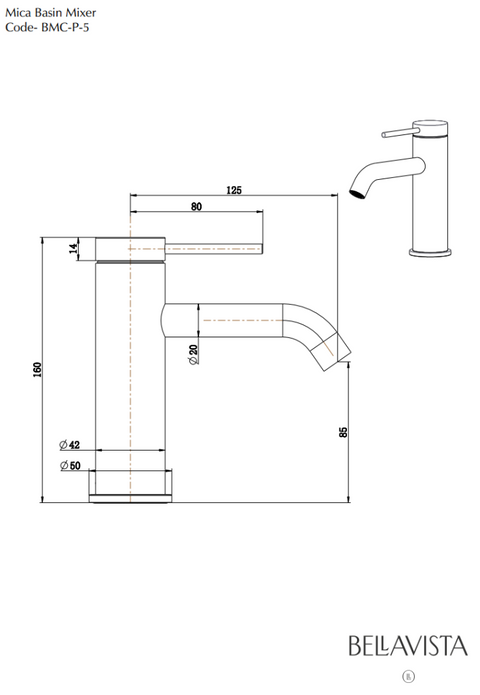 BELLA VISTA Mica Basin Mixer - Curved Spout