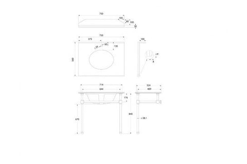 TURNER HASTINGS Mayer Basin Stand with Real Carrara Marble Top