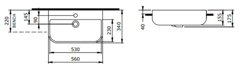 TURNER HASTINGS Narva 56 x 34 Semi Recessed Basin