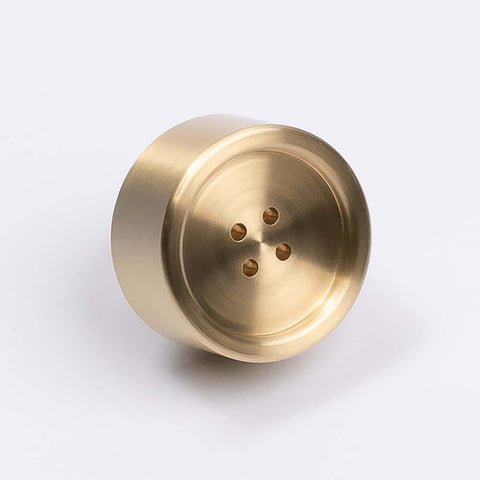 Manovella Bianca Brushed Brass Button Cabinet Knob