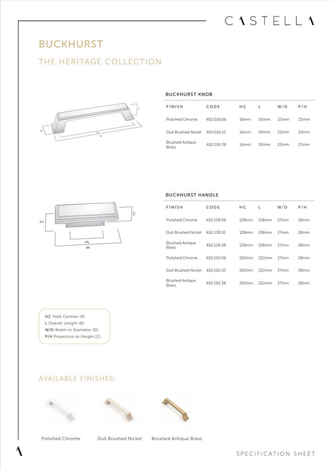 CASTELLA Buckhurst Cabinet Handle