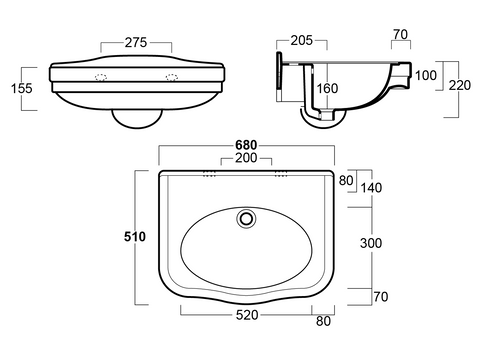 TURNER HASTINGS  Claremont Wall Hung Fireclay Basin