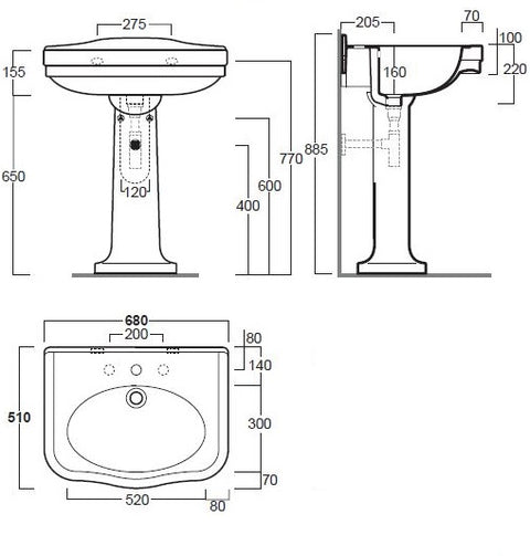 TURNER HASTINGS Claremont Fireclay Basin & Pedestal