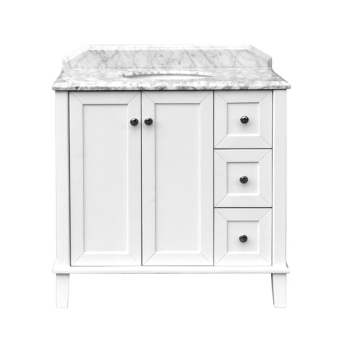 TURNER HASTINGS Coventry Single Bowl White Vanity with Marble Top & Under Counter Basin