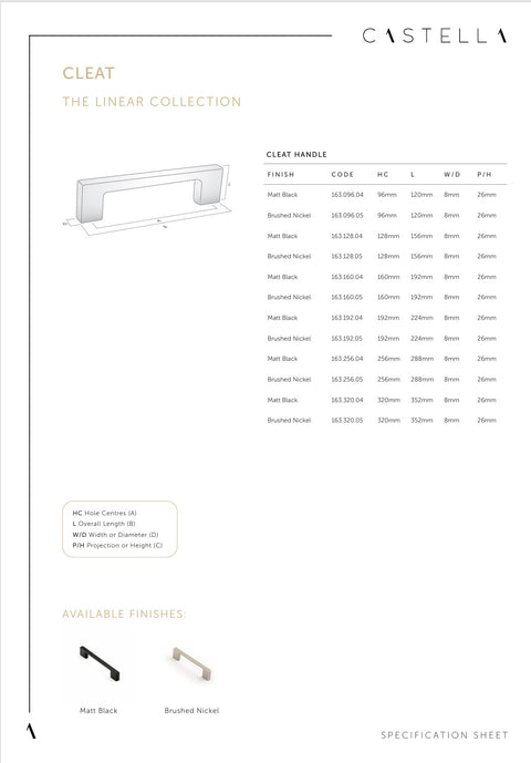 CASTELLA Cleat Cabinet Handle