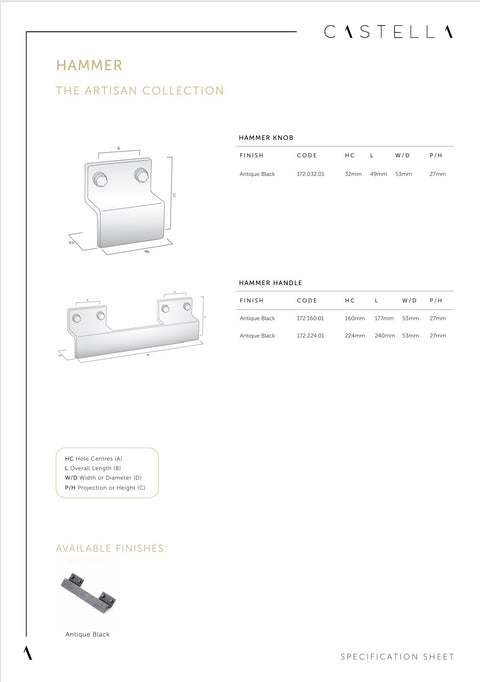 CASTELLA  Hammer Cabinet Pull