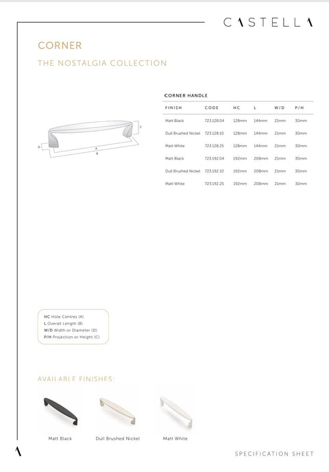 CASTELLA Corner Cabinet Handle