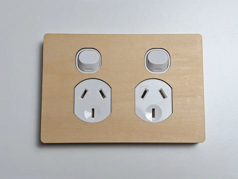 TIMBER PLATES - Natural timber switch plates - Birch Plywood