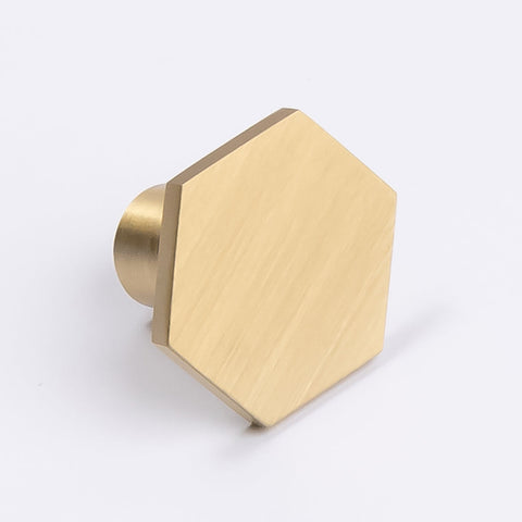 Manovella Rosalin Brushed Brass Hexagonal Cabinet Knob