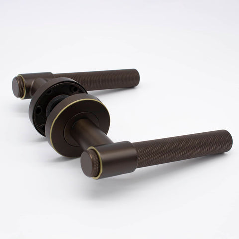 Manovella Rosedale Aged Brass Knurled  Door Handle