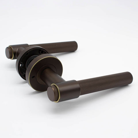 Manovella Rosedale Aged Brass Knurled  Door Handle