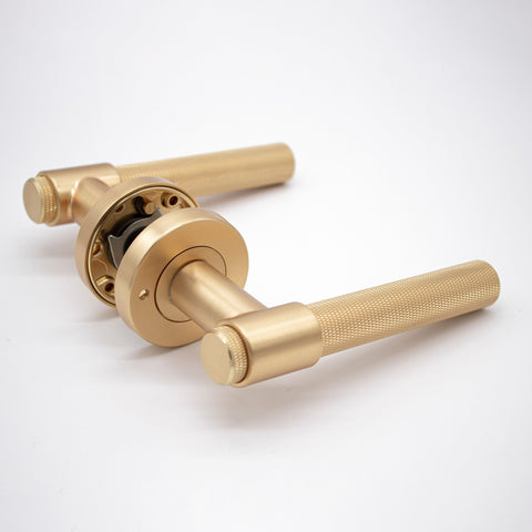 Manovella Rosedale Aged Brass Knurled  Door Handle