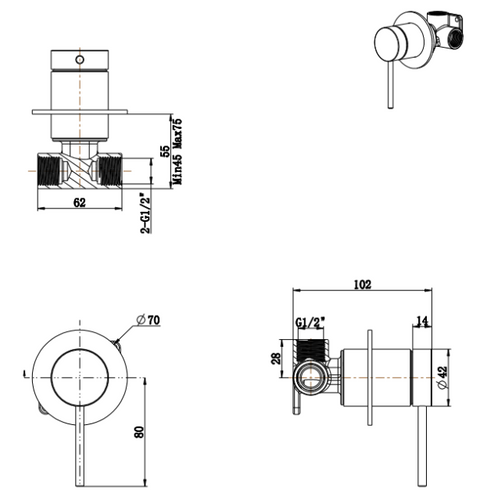 BELLA VISTA Mica Shower Mixer - TRIM KIT