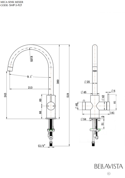 BELLAVISTA Mica 3-Way Filter Sink Mixer