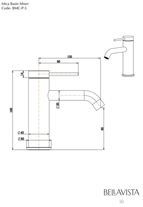 BELLAVISTA Mica Basin Mixer - Curved Spout