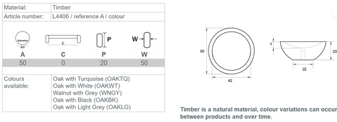 KETHY Wok Timber Cabinet Knob L4406