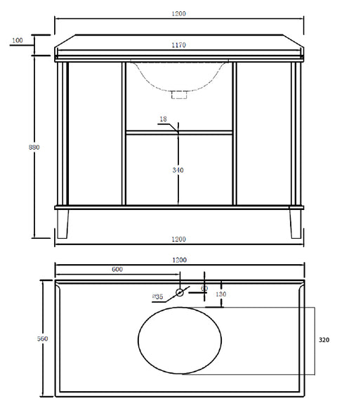 TURNER HASTINGS Coventry Single Bowl White Vanity with Marble Top & Under Counter Basin