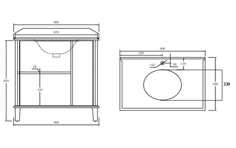 TURNER HASTINGS Coventry Single Bowl White Vanity with Marble Top & Under Counter Basin