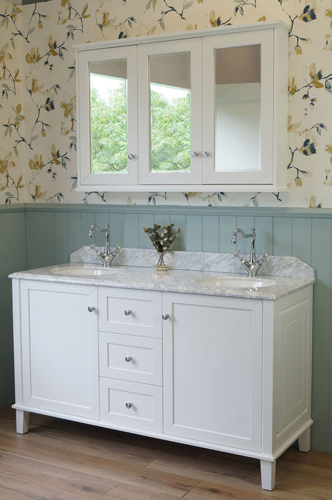 TURNER HASTINGS  Coventry 150 x 55 Double Bowl White Vanity with Marble Top & Under Counter Basin