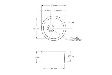 TURNER HASTINGS Cuisine Round 47 Insert / Undermount Fireclay Sink