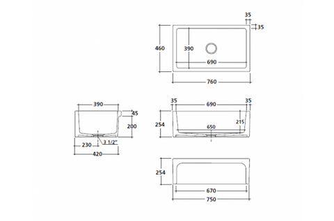 TURNER HASTINGS Patri Fireclay Butler Sink