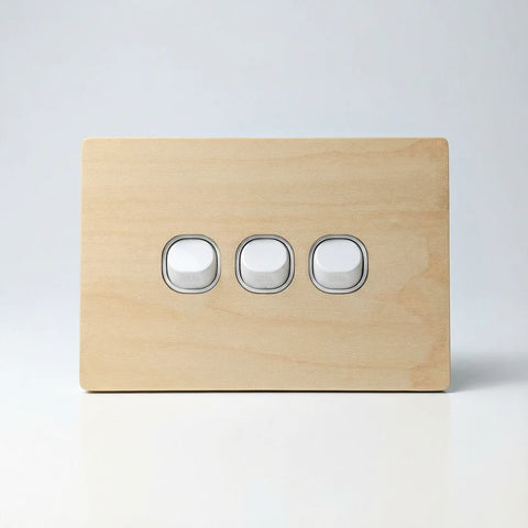 TIMBER PLATES - Natural timber switch plates - Birch Plywood