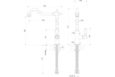 TURNER HASTINGS  Providence Single Sink Mixer