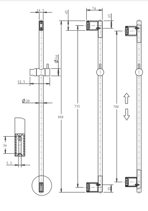 BELLAVISTA Mica Shower Head on Rail Round