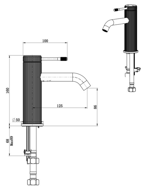 BELLAVISTA Mica Fluted Basin Mixer - Curved spout