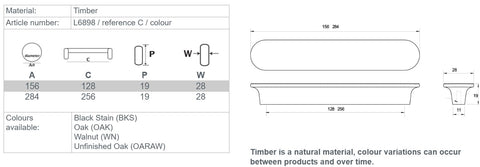 KETHY Ribe Timber Cabinet Handle L6898