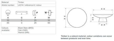 KETHY Olympia Timber Cabinet Knob L4314