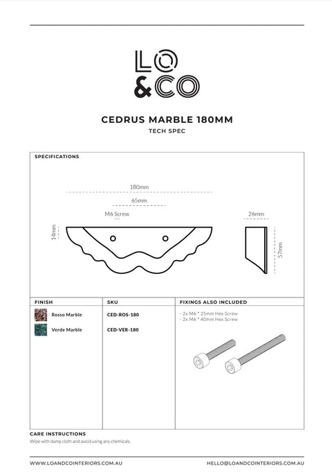 LO & CO - Cedrus Marble Cabinet Pull