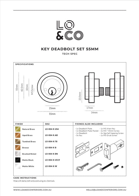 LO & CO - Key-Key Deadbolt