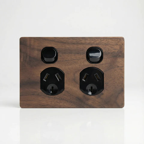 TIMBER PLATES - Natural timber switch plates - Walnut