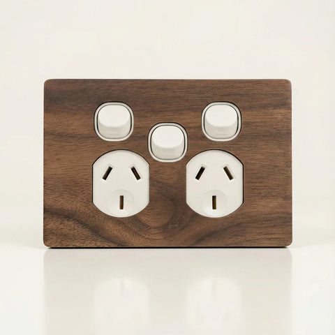 TIMBER PLATES - Natural timber switch plates - Walnut